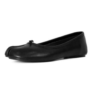 POYOIOR Black Tabi Shoes Women Split Toe Wide Width Ballet Flats Comfort Casual Work Shoes for Women Office 2025 Spring Size 8