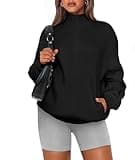 PRETTYGARDEN Women's 2025 Spring Fall Fashion Full Zip Up Sweatshirt Long Sleeve Loose Fit Trendy Casual Jacket with Pockets (Black,Medium)