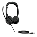 Jabra Evolve2 50 Wired Stereo Headset - with AirComfort Technology, Noise-Cancelling Mics & Active Noise Cancellation - MS Teams Certified, Works with All Other Platforms - Black