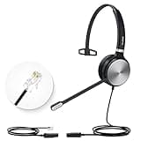 Yealink Phone Headsets for Office Phones YHS36 QD to RJ9 Wired Headset Compatible with Poly Snom Grandstream Phones Desk Landline VoIP Headset with Microphone -Mono/124g/2.1m Cable