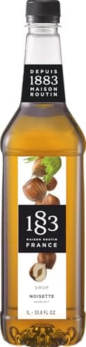 1883 Hazelnut Syrup - Flavored Syrup for Hot & Iced Beverages, Nutty Flavor - Gluten-Free, Vegan, Non-GMO, Kosher, Preservative-Free, Made in France | 1 Liter (33.8 Fl Oz)