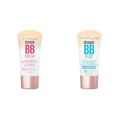 MAYBELLINE Dream Fresh & Pure Skin Clearing BB Creams, 8-in-1 Beauty Balms with SPF 30 & 2% Salicylic Acid, 1 Fl Oz Each