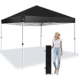 LANMOUNTAIN Pop Up Canopy 8X8 FT,Portable Sun Instant Shelter w/Backpack Bag,Waterproof,Adjustable Straight Leg Heights Canopies,Outdoor Tents for Parties,Camping,Commercial Event,Black