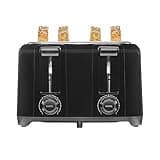 Proctor Silex 4 Slice Toaster with Extra Wide Slots for Bagels, Cool-Touch Walls, Shade Selector, Toast Boost, Auto Shut-off and Cancel Button, Black (24215PS)