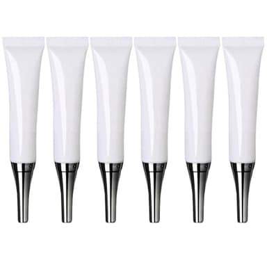 VASANA 6PCS 15ml/0.5oz Empty Eye Cream Squeeze Tubes White Plastic Soft Tubes Cosmetic Tube Bottle with Silver Cap Sample Container Dispenser for Eyecream Lip Balm Gloss DIY Beauty Tool