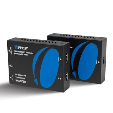 OREI KVM HDMI Over Ethernet Extender Balun Over CAT6/7 Cable 1080p Upto 330 Feet - 2 USB 1.1 Ports, Supports Keyboard and Mouse USB HDMI Loop Out, Power Over Cable (HD-EX330-KVM)
