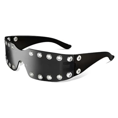 Crazy Feng Y2K Sunglasses for Women Men 2026 Futuristic Wrap Around Fashion Trendy Sun glasses Cyberpunk Rimless Rave Shades