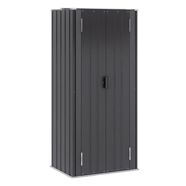 Greesum Outdoor Metal Storage Cabinet, 69'' Lockable Tall Shed, Vertical Tool Organizer with 2 Adjustable Shelves, for Garage, Patio, Backyard, Home & Lawn, Black