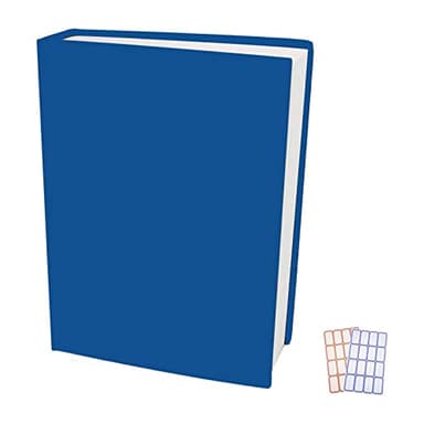 Dark Blue Stretchable Jumbo Book Covers, Washable Reusable Book Protector fits Hardcover Textbooks up to 9" x 12" Office Supply with Free Sticker Labels (1 Pack, Dark Blue)