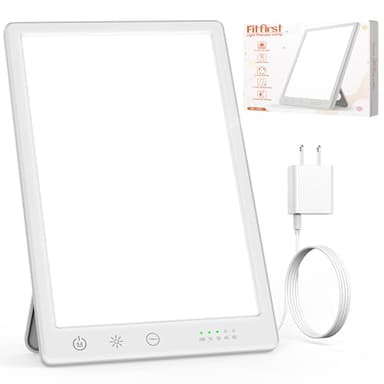 Fitfirst Light Lamp, 10000 Lux Sun Lamp, Gift for Women, 3 Color Temperature, 4 Brightness Levels, 15-60min Timer, Touch Control LED Lamp for Indoor/Office with Adapter