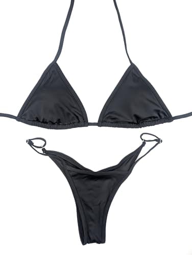 Amber Competition Bikinis NPC Fit Model Competition Bikini, Triangle Top with Adjustable Bottoms, Stage and Prep Suit