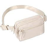 FORZAROCKET Essential+ Large Belt Bag w/Long Strap 70" – Double Compartment – Crossbody Bag w/Extended Strap – Fanny Pack for Women Men – Two-Way Zipper Sling Bag – Travel & Plus Size Friendly, Beige