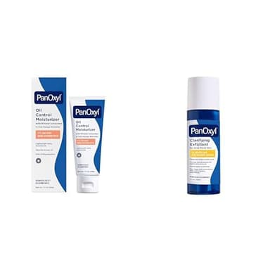 PanOxyl Acne Care Bundle: AM Oil Control Moisturizer with SPF 30 (1.7 oz) and Clarifying Exfoliant with 2% Salicylic Acid (4 fl oz) for Acne Prone Skin