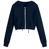 Ceboyel Zip Up Hoodies For Women Cropped Long Sleeve Sweatshirts Jackets Trendy Y2k Crop Tops Teen Girls Clothes 2023 Oversized Sweatshirt For Women Plus Sized Navy S