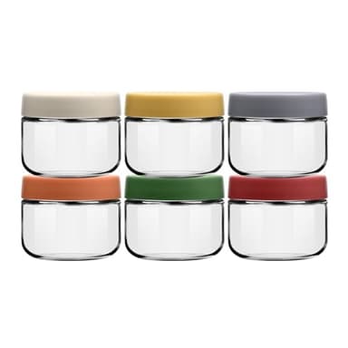 EONJOE 8oz Glass Jars with Lids 1 Cup Small Food Containers for Chia Pudding Jam Snacks Yogurt Overnight Oats Candy,6-Pack