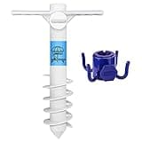 AMMSUN Beach Umbrella sand Anchor Stand Holder Heavy Duty and beach umbrella hanging hook, Universal One Size Fits Most Beach Umbrella| Safe Stand for Strong Winds Portable Beach Accessories
