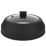 Microwave Splatter Cover Glass Cover Splatter Guard Lid with Collapsible Silicone for Food Cover Plate Cover 9 inch Black