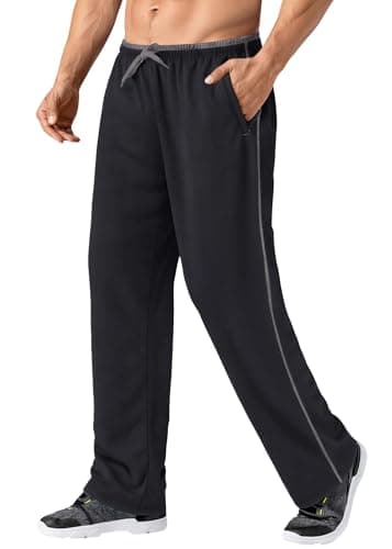 MAGNIVIT Men's Sweatpant Track Pants Open-Bottom Sweat Pants Performance Active Pant Loose-Fit Black/Grey