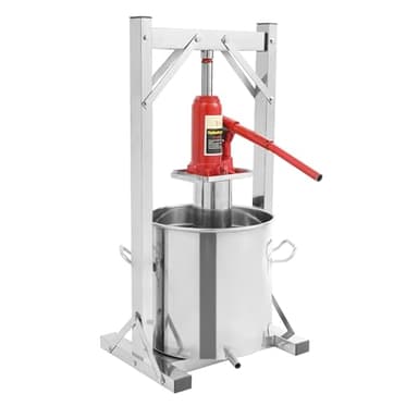 3.2 Gal Fruit Press, 12L Stainless Steel Hydraulic Jack Juicer Hand Squeezer, GDAE10 Cider Grape Crusher Wine Apple Carrot Orange Berry Vegetables Cheese Tincture Herbal Juice Making