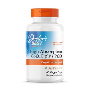Doctor's Best High Absorption CoQ10 with PQQ Supplement - Coenzyme Q10 Caps for Heart Health & Cognitive Support, Naturally Fermented CoQ10 100mg for Women & Men, Non GMO, Vegan - 60 Veg Capsules