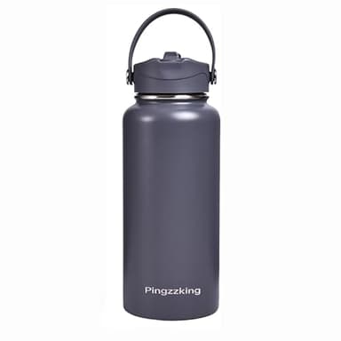 32 oz Ceramic Lined Insulated Stainless Steel Water Bottle – Double Wall acuuVm Insulation, Leak-Proof Lid & BPA-Free Design, Perfect for Hiking, Running, Sports & Outdoor Adventures (1, Grey)