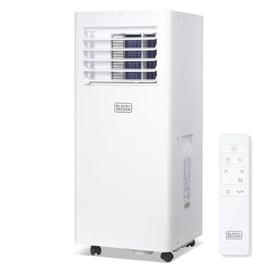BLACK+DECKER Portable Air Conditioner, 8,500 BTU (5,100 BTU SACC) for Rooms Up To 350 Sq. Ft., Portable AC with Full Function Remote Control & Window Kit, BPACT05SM, White