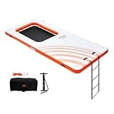 VEVOR Inflatable Floating Dock, 15x6.5FT Inflatable Dock Platform with 4*6FT Trampoline Mesh Pool, Non-Slip Floating Platform Water Mat with Portable Bag & Detachable Ladder for Pool Beach Relaxation