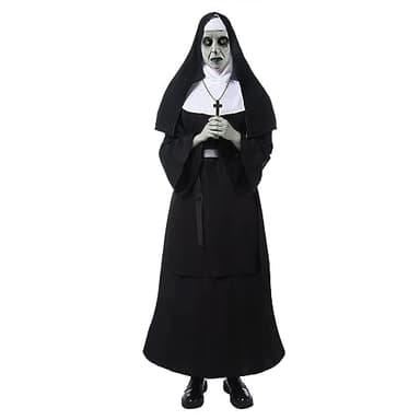Maooye Nun Costume for Women, Nun Dress with Scary Nun Mask, Various Size Adult Halloween Nun Outfit Cosplay