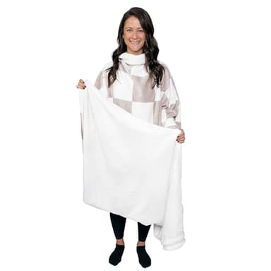Snuggie The Original Wearable Blanket With Sleeves & Pockets | Reversible, Double Sided Throw, Adult Men & Women, Machine Washable, Gift for Holidays, As Seen on TV | One Size, Cream/Checker, 71 x 54
