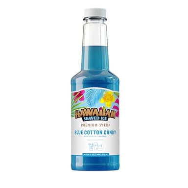 Hawaiian Shaved Ice Blue Cotton Candy Syrup - Nut Soy Dairy Free - Flavor Fluffy & Crunchy Snow Cones - Shelf Stable - Makes 8 Servings - 16 ounces