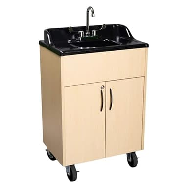 Premier Portable Sink Hand Wash Station – Single Basin Portable Handwashing Sink with Hot Water – Portable Handwashing Station for Classrooms, Daycares, Spas, Medical Facilities & Food Service (Maple)
