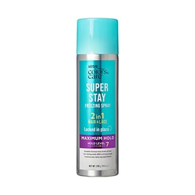 KISS COLORS & CARE Maximum Hold 2-in-1 Super Stay Freezing Spray, 11.1 oz. - Daily Hair Styling, Safe on Skin & Hair, Easy Wash Out, Humidity Resistant, Sweat Resistant, Spring Floral Scent