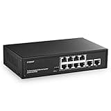 YuLinca 10 Port Gigabit PoE Switch, 8 Port Gigabit PoE+ and 2 Gigabit Uplink, 10/100/1000Mbps, IEEE802.3af/at Max 120W, Metal Fanless Unmanaged Plug&Play Ethernet Switch