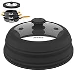 FPVIER Collapsible Microwave Splatter Cover - Vented Silicone & Glass Lid with Easy-Grip Handle, Fits 6 to 10 Inch Plates & Bowls, 10.8 Inch Diameter, Prevents Splatters & Ensures Even Heating