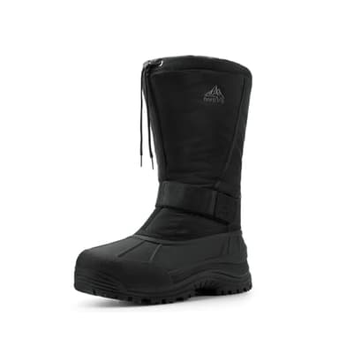 NORTIV 8 Men's Waterproof Winter Snow Boots Insulated Fur Liner Lightweight Outdoor Tall Boots,Size 12,Black,QUEBEC-M