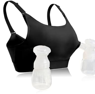 Hands Free Pumping Bra Hands-Free Breast Pump Bra Nursing Bras for Pumping Adjustable Breast-Pumps Holding and Nursing Bra,Black,X-Large