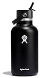 Hydro Flask 64 Oz Wide Flex Straw Cap Bottle - Insulated Stainless Steel - Wide Straw Lid, Non Spill, Leakproof in Black