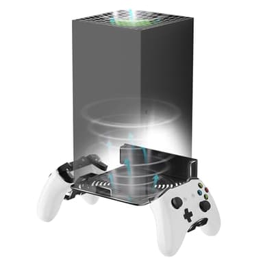 ANSHAWTIY Aluminium Alloy Wall Mount for Xbox Series X Wall Mount Kit for Xbox Series X Accessories with 2 Controller Stand, Ventilation Design Wall Shelf(Black)