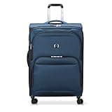 DELSEY PARIS Sky Max 2.0 Softside Expandable Luggage with Spinner Wheels, Blue, Checked-Large, 28 Inch