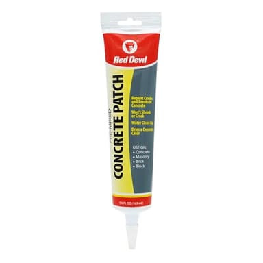 Red Devil 0645 Concrete Repair Patch, Cement Crack Filler, 5.5 Oz Squeeze Tube, Pre-Mixed, Pack of 1, Gray, Made in USA