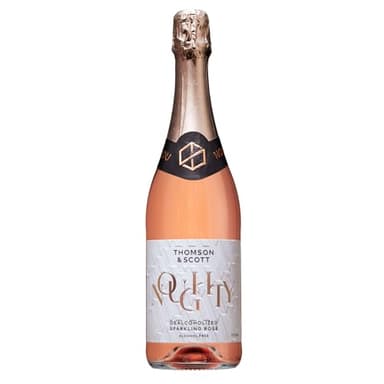 Thomson & Scott Noughty Sparkling Rosé, Alcohol Free, Dealcoholized Non Alcoholic Wine, Light, Apple, Medium Sweetness, Low Acidity, Organic, Low-Sugar, Halal, 0% ABV, 750ml Bottle, 1 Pack