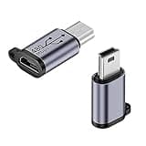 QIANRENON Mini USB Male to Micro USB Female Adapter Mini USB Plug to Micro USB2.0 Jack Charging Data Connector 480Mbps 18W 9V/2A, Al Alloy/Hook Hole, for Digital Camera MP3 Mobile Hard Drive, 2Pcs