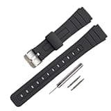 TPU Watch Strap Replacement for Casio F-91W/F-84/F-94/F-105/F-108/A-158watch bands for men and Women(Black/Silver Buckle)