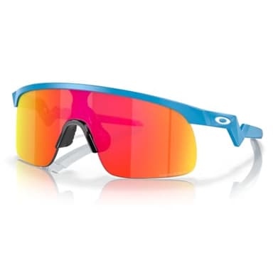 OAKLEY Kids Resistor OJ9010 901005 23MM Sky Blue/Prizm Ruby Shield Junior Sunglasses for Boys+ Bundle Accessory Leash Kit, Microfiber Pouch