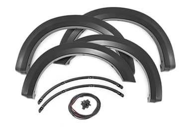 Rough Country Sport Fender Flares for Ford F-250/F-350 Super Duty (2023-2025) - Durable ABS Flares, 1" Coverage, No-Drill Install, UV-Protected Flat Black Finish, Set of 4