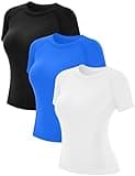 MathCat Women's Medium Black & White Workout Top, Seamless, Breathable, Short Sleeve