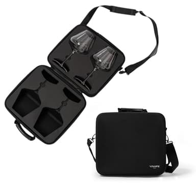 VINOPIE Woven Hardshell 2pcs Wine Glass Case Travel Carrier with EVA Foam, Multi-fit Holder for Zalto, Spiegelau, Gabriel (Glasses Not Included)
