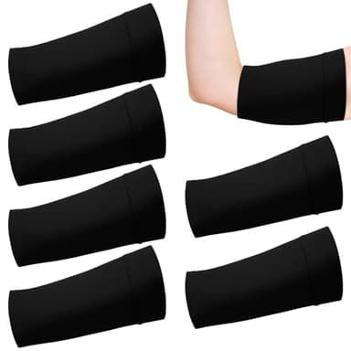 Vinsatin 6 Pcs PICC Line Sleeve Cover PICC Line Shower Cover Fashionable Breathable Upper Arm Sleeves for Women Men (Black,Medium)