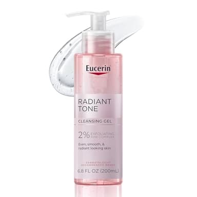 Eucerin Radiant Tone Face Cleanser Gel with 2% Exfoliating AHA Complex, Gentle Face Wash Improves Skin Clarity and Boosts Radiance, All Skin Types, 6.8 Fl Oz Bottle