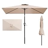 AreShark 6.5' x 10' Rectangular Patio Umbrellas for Outdoor, Outdoor Table Umbrella, Large Outdoor Patio Umbrellas with 6 Sturdy Ribs, Patio Umbrellas for Market, Garden, Pool (Beige)